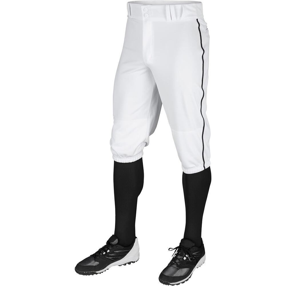 Kids White Baseball Pants with Black Stripe